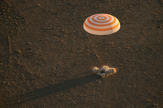 Photo Credit: (NASA/Bill Ingalls) The Soyuz TMA-20M spacecraft is seen as it lands with Expedition 48 crew members NASA astronaut Jeff Williams, Russian cosmonauts Alexey Ovchinin, and Oleg Skripochka of Roscosmos near the town of Zhezkazgan, Kazakhstan on Wednesday, Sept. 7, 2016(Kazakh time). Williams, Ovchinin, and Skripochka are returning after 172 days in space where they served as members of the Expedition 47 and 48 crews onboard the International Space Station.